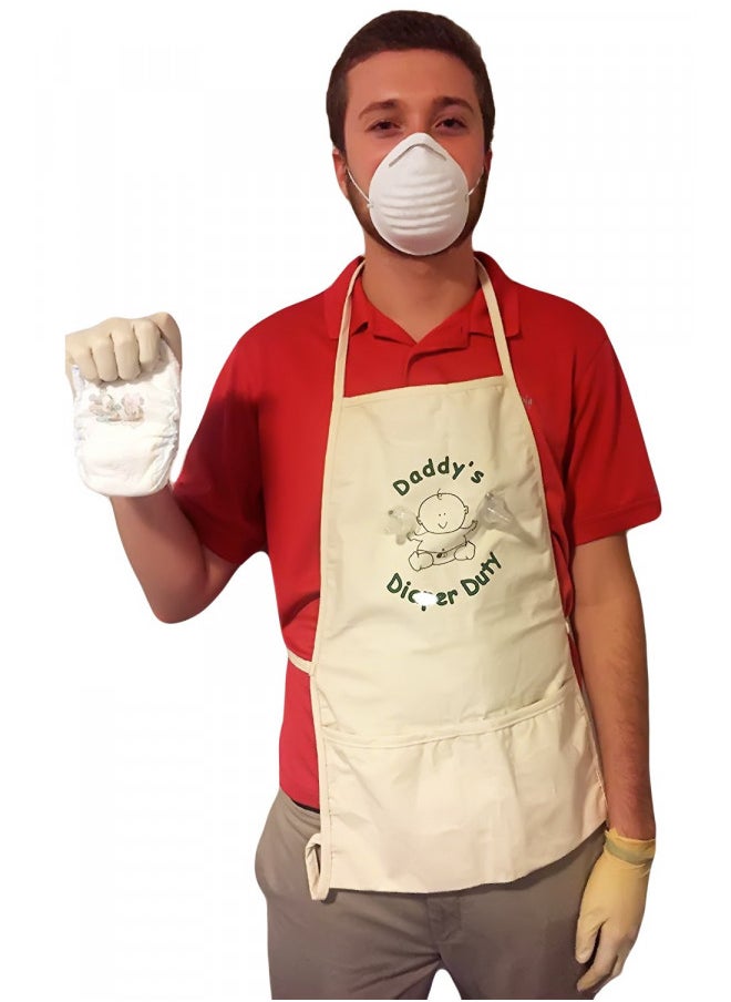 Daddy's Diaper Duty Apron - Unique New Dad Gag Gift for Baby Shower Fun White