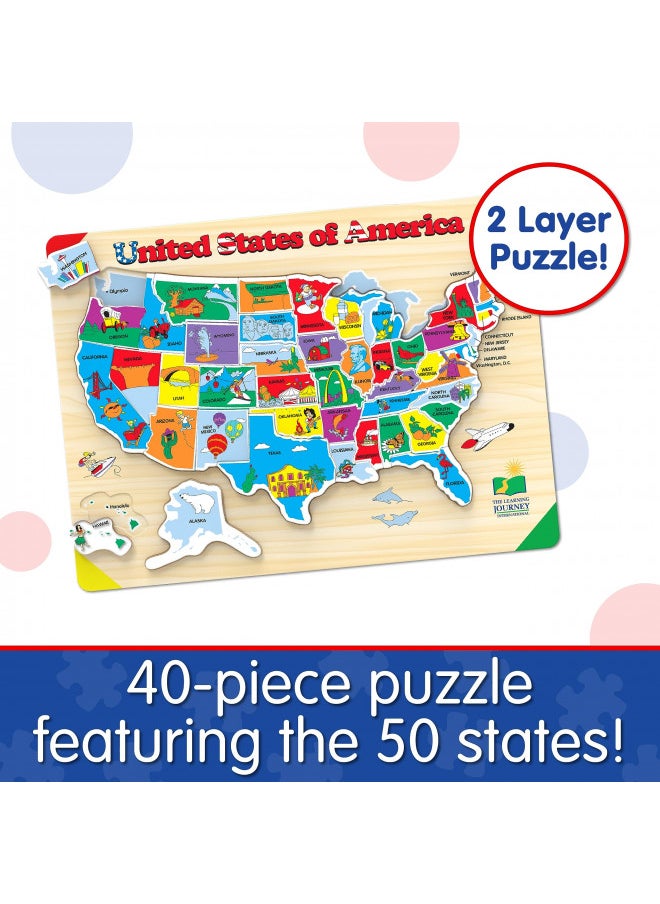 The Learning Journey Lift & Learn Puzzle - USA Map Puzzle for Kids - Preschool Toys & Gifts for Boys & Girls Ages 3 and Up - United States Puzzle for Kids - Award Winning Toys