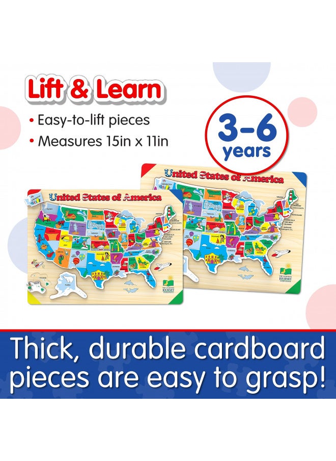 The Learning Journey Lift & Learn Puzzle - USA Map Puzzle for Kids - Preschool Toys & Gifts for Boys & Girls Ages 3 and Up - United States Puzzle for Kids - Award Winning Toys