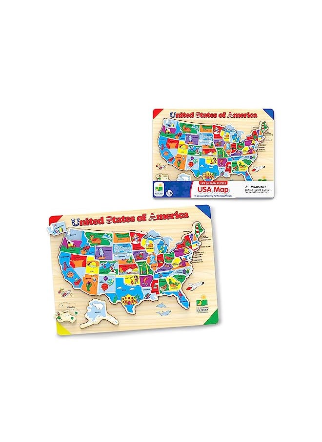 The Learning Journey Lift & Learn Puzzle - USA Map Puzzle for Kids - Preschool Toys & Gifts for Boys & Girls Ages 3 and Up - United States Puzzle for Kids - Award Winning Toys