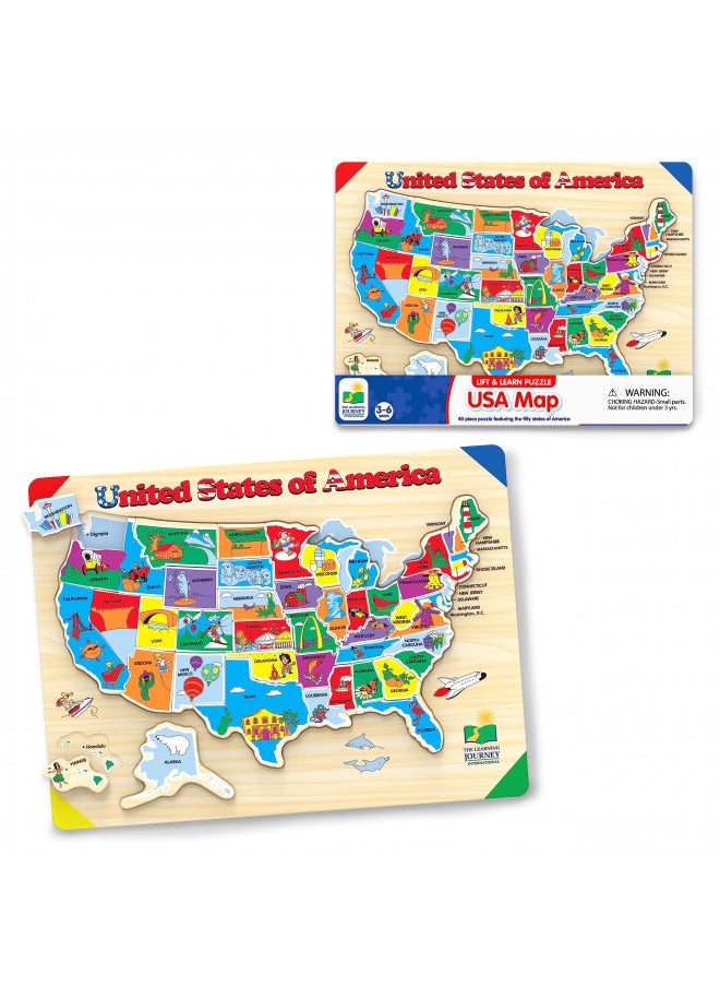 The Learning Journey Lift & Learn Puzzle - USA Map Puzzle for Kids - Preschool Toys & Gifts for Boys & Girls Ages 3 and Up - United States Puzzle for Kids - Award Winning Toys