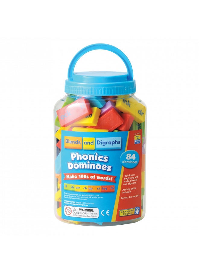 Educational Insights Phonics Dominoes Blends & Digraphs - Classroom Manipulatives, Set of 84 Dominoes in 6 Colors, Ages 6+