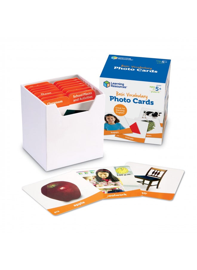 Learning Resources Basic Vocabulary Photo Cards, Vocabulary/Phonics Learning, Educational Games for Kids, 156 Cards, Ages 5+