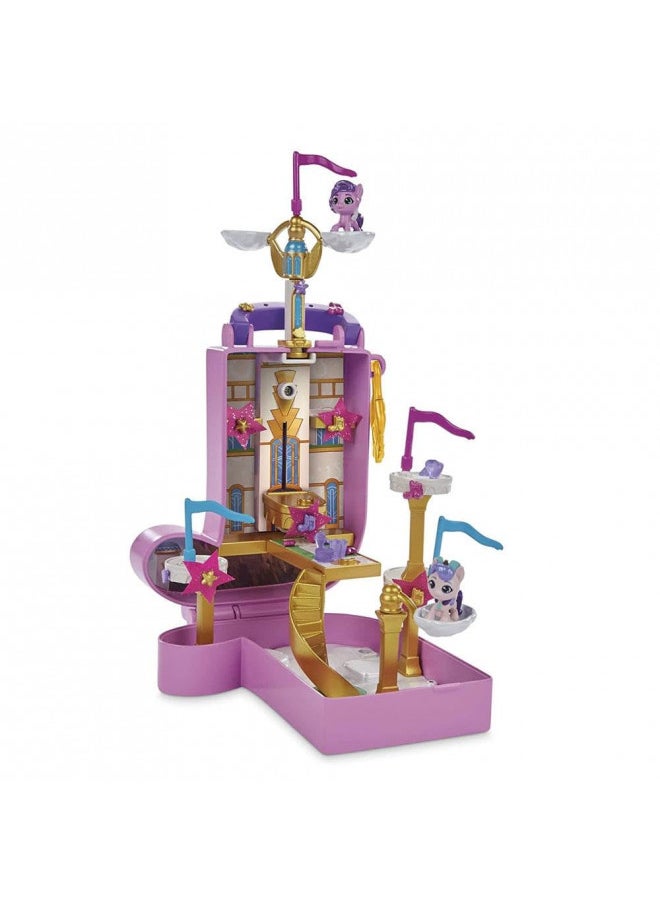 My Little Pony Mini World Magic Compact Creation Zephyr Heights Toy, Buildable Playset with Princess Pipp Petals Pony for Kids Ages 5 and Up