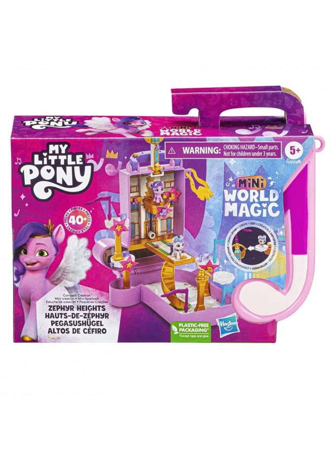 My Little Pony Mini World Magic Compact Creation Zephyr Heights Toy, Buildable Playset with Princess Pipp Petals Pony for Kids Ages 5 and Up