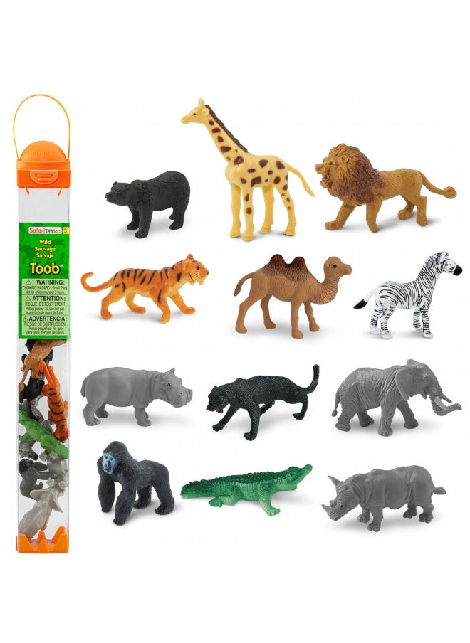 Safari Ltd Wild TOOB With 12 Great Jungle Friends, Including a Giraffe, Brown Bear, Tiger, Camel, Lion, Crocodile, Gorilla, Hippo, Rhino, Zebra, Panther and Elephant (Discontinued by manufacturer)