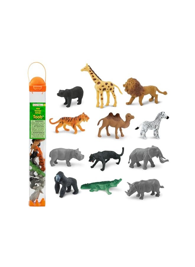 Safari Ltd Wild TOOB With 12 Great Jungle Friends, Including a Giraffe, Brown Bear, Tiger, Camel, Lion, Crocodile, Gorilla, Hippo, Rhino, Zebra, Panther and Elephant (Discontinued by manufacturer)