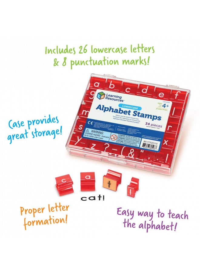 Learning Resources Lowercase Alphabet Stamps - 34 Pieces,Ages 4+, Teacher Stamps, Letter Stamps for Kids, Classroom and Teacher Supplies, ABC Stamps,Letter Stamps for Kids,Back to School Supplies