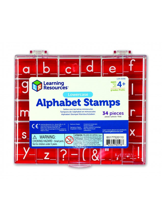 Learning Resources Lowercase Alphabet Stamps - 34 Pieces,Ages 4+, Teacher Stamps, Letter Stamps for Kids, Classroom and Teacher Supplies, ABC Stamps,Letter Stamps for Kids,Back to School Supplies