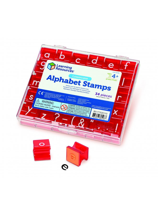 Learning Resources Lowercase Alphabet Stamps - 34 Pieces,Ages 4+, Teacher Stamps, Letter Stamps for Kids, Classroom and Teacher Supplies, ABC Stamps,Letter Stamps for Kids,Back to School Supplies