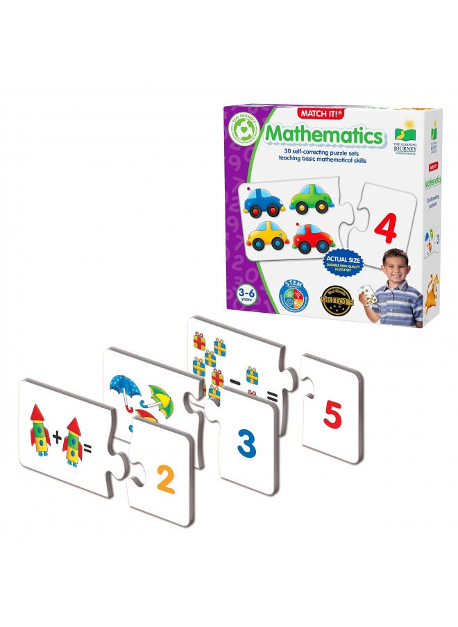 The Learning Journey Match It! Mathematics - STEM Addition and Subtraction Game - Helps to Teach Early Math Facts with 30 Matching Pairs Preschool Games & Gifts for Boys & Girls Ages 3 and Up, Multi