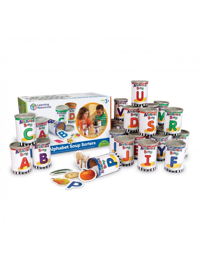 Learning Resources Alphabet Soup Sorters - 208 Pieces, Ages 3+, Early Phonics Manipulatives, ABCs, Alphabet Awareness & Recognition, Alphabet Soup Games