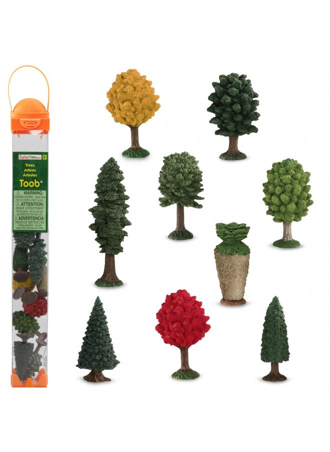 Safari Ltd. Trees TOOB - Figurines of Pine, Elm, Juniper, Monkey Puzzle, Topiary, Petticoat, Aspen, Two Maples - Educational Toy Figures For Boys, Girls & Kids Ages 3+