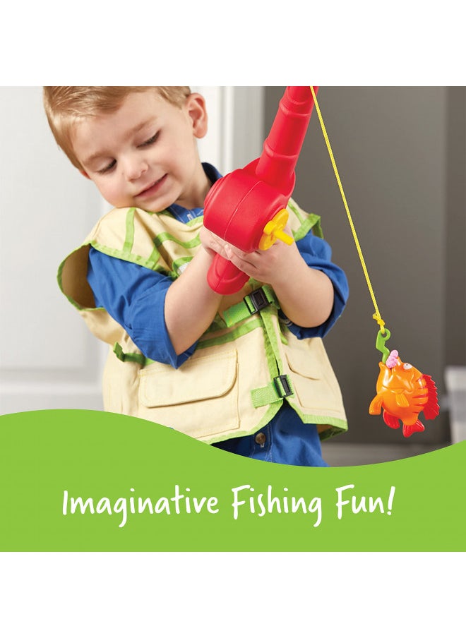 Learning Resources Pretend & Play Fishing Set - 11 Pieces, Ages 3+ Toddler Pretend Play Toys, Preschool Learning Toys, Fishing Pole for Kids, Fisherman Costume