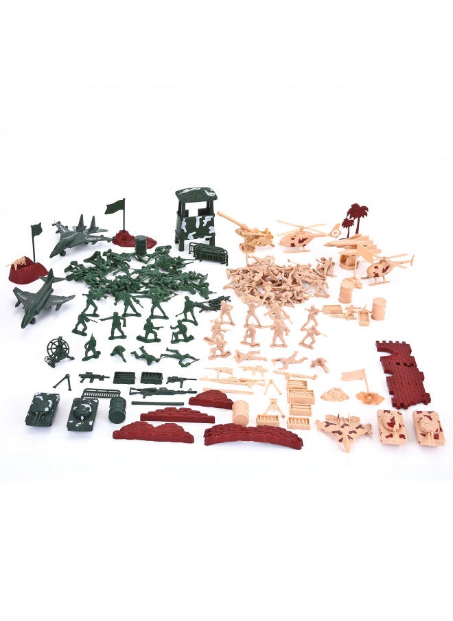 JOYIN 164 Piece Military Soldier Playset Army Men Play Bucket Army Action Figures Battle Group Deluxe Military Playset with Army Men, Aircrafts, Helicopters, Tanks with Bucket