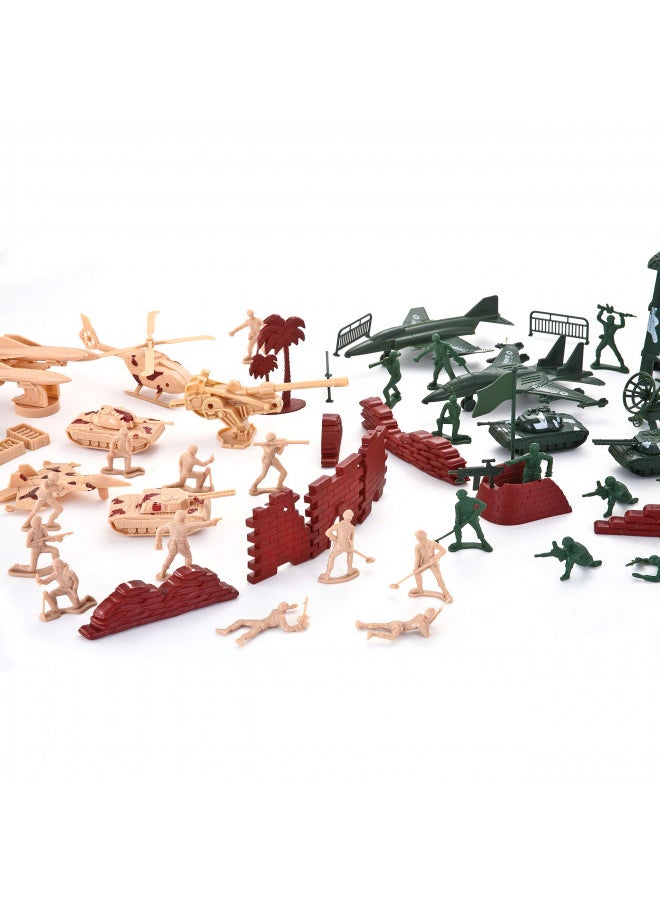 JOYIN 164 Piece Military Soldier Playset Army Men Play Bucket Army Action Figures Battle Group Deluxe Military Playset with Army Men, Aircrafts, Helicopters, Tanks with Bucket