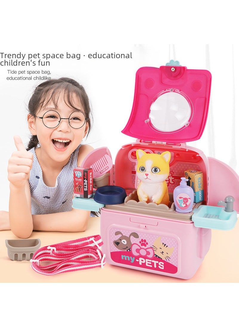 Kids Pet Backpack Space Playset Pink Cat: 036A