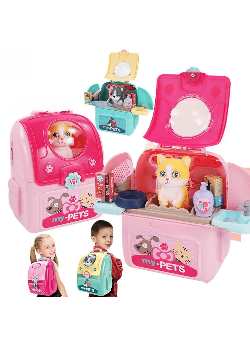 Kids Pet Backpack Space Playset Pink Cat: 036A