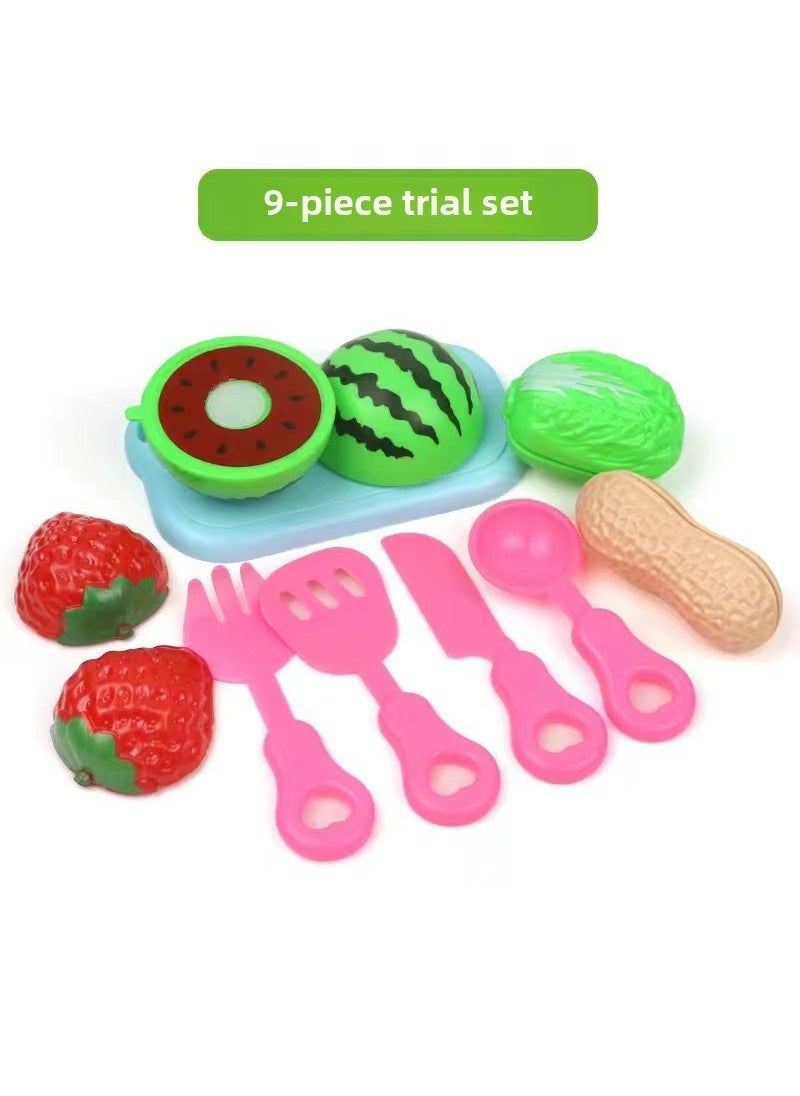 Kids Pretend Play Fruit Cutting Toy Set 9-piece set (4 can be cut +5 Tools)