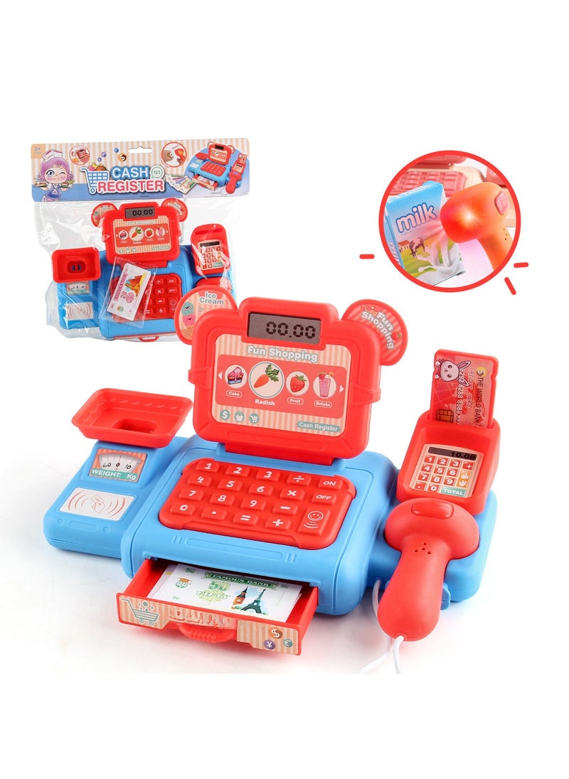 1 x 5 pcs Kids Role-Play Supermarket Cash Register Toy 1K-B red and blue cash register bag 166.8g