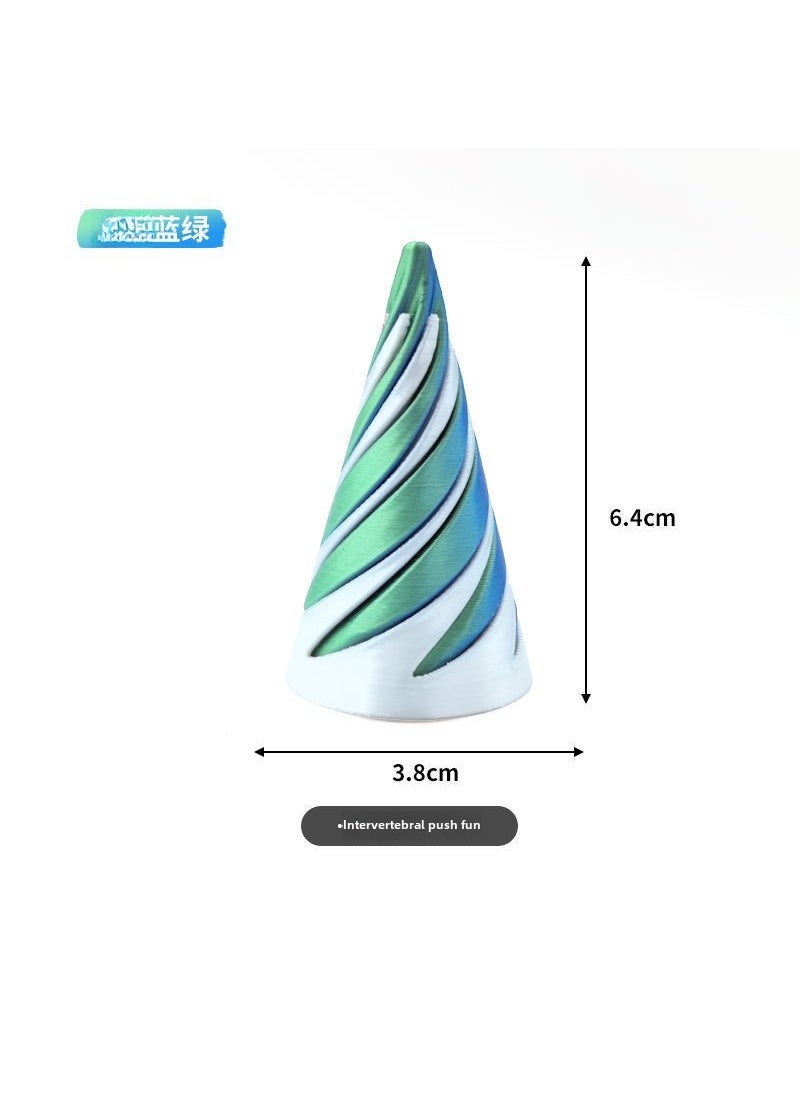 3D Printed Spiral Decompression Toy for Kids Colorful blue green white 6CM