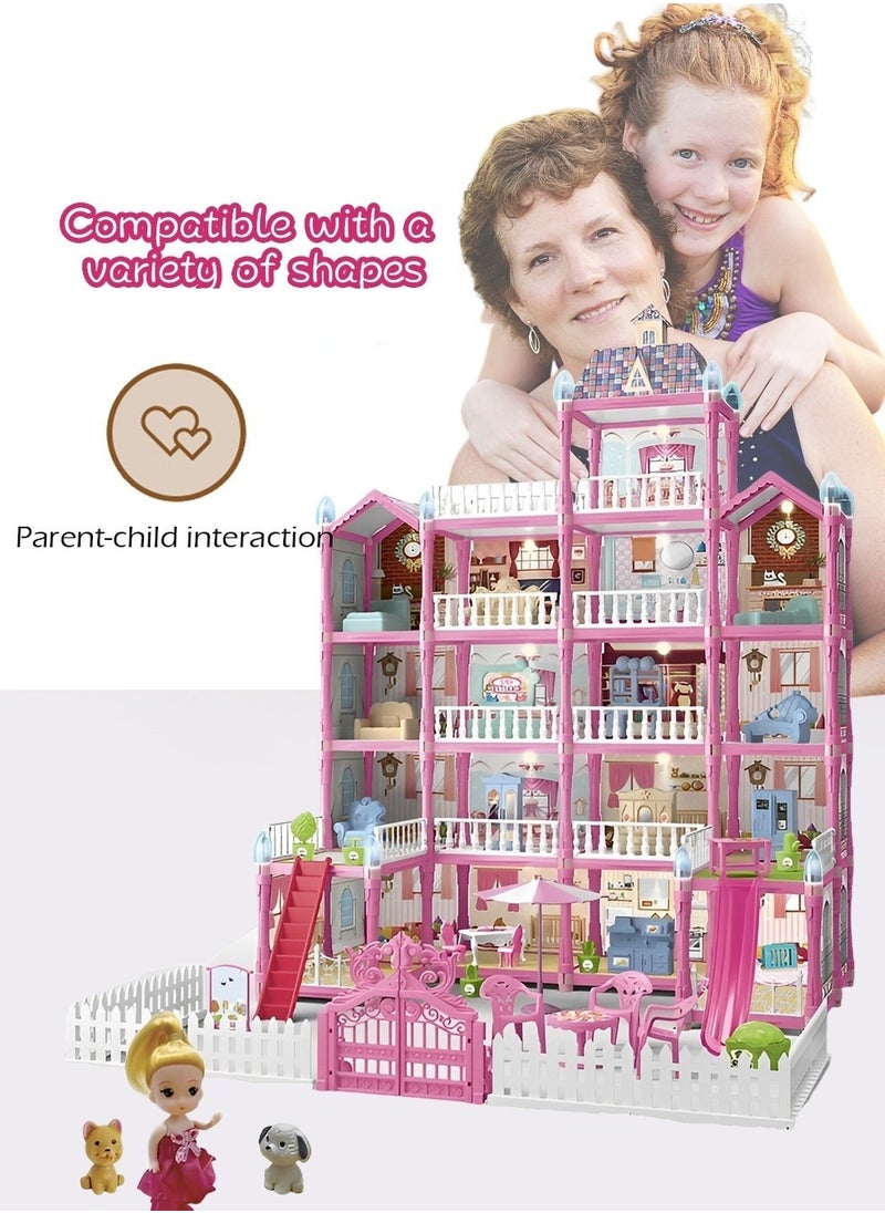 DIY Doll House,Big Size 5 Floors 19 Rooms Castle House With Decorating Dollhouse Accessories And Furniture,DIY Building Toys