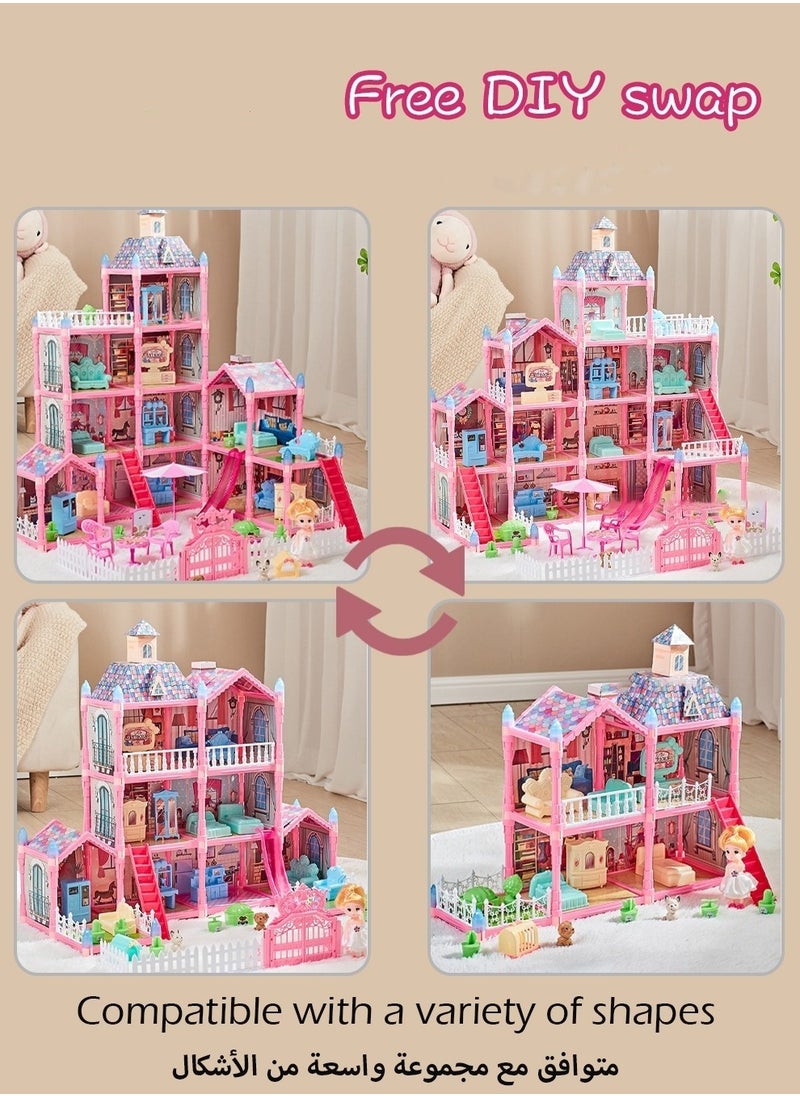 DIY Doll House,Big Size 5 Floors 19 Rooms Castle House With Decorating Dollhouse Accessories And Furniture,DIY Building Toys