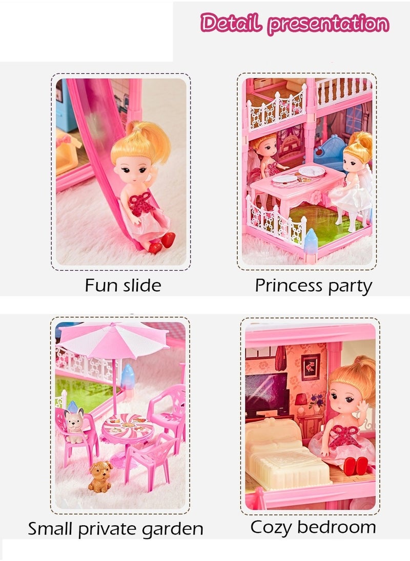 Doll House Toys,Big Size 5 Floors 19 Rooms Castle House With Decorating Dollhouse Accessories And Furniture,DIY Building Playset,Gift For Girl