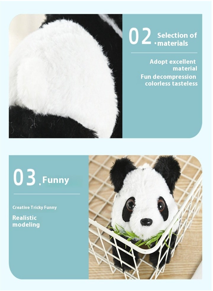 Electric musical toys, cute simulated plush panda, walking and wagging electronic pet doll，Children's toys birthday gifts