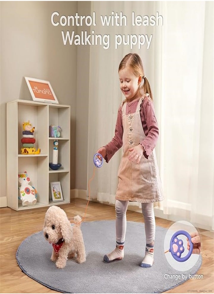 Realistic Interactive Walking Plush Puppy Toy with Wagging Tail - Perfect Robot Dog Toy for Kids Ages 3-8 with Grooming Set (Golden Retriever)