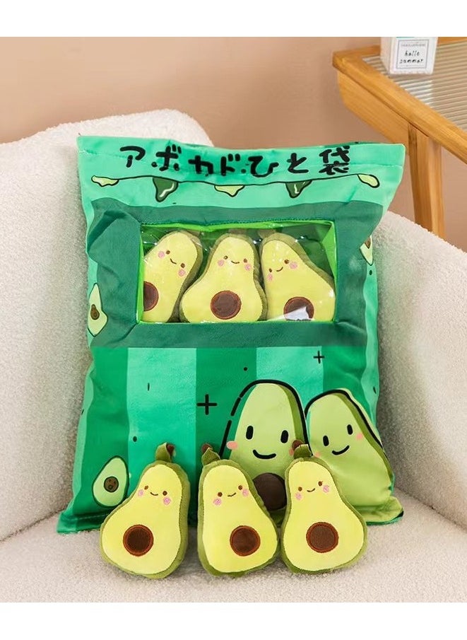 Cute Plush Pillow Removable Stuffed Animal Toy Creative Gift Children's Soft Pillow Room Decoration - Avocado (8 Avocado Balls Inside)