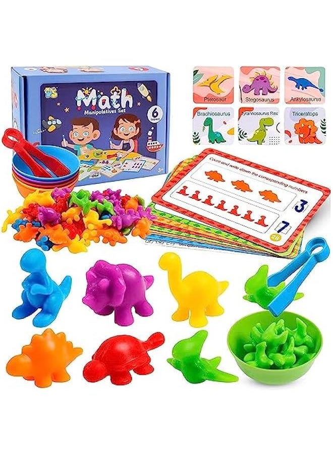 Counting Dinosaur Toys Matching Games with Sorting Bowls,Preschool Learning for Math, Educational Montessori  Toy Sets for Kids Aged 3+ Years Old Boys Girls (Dinosaurs)