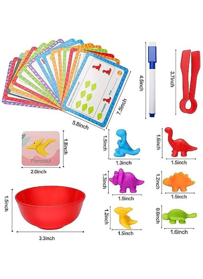 Counting Dinosaur Toys Matching Games with Sorting Bowls,Preschool Learning for Math, Educational Montessori  Toy Sets for Kids Aged 3+ Years Old Boys Girls (Dinosaurs)