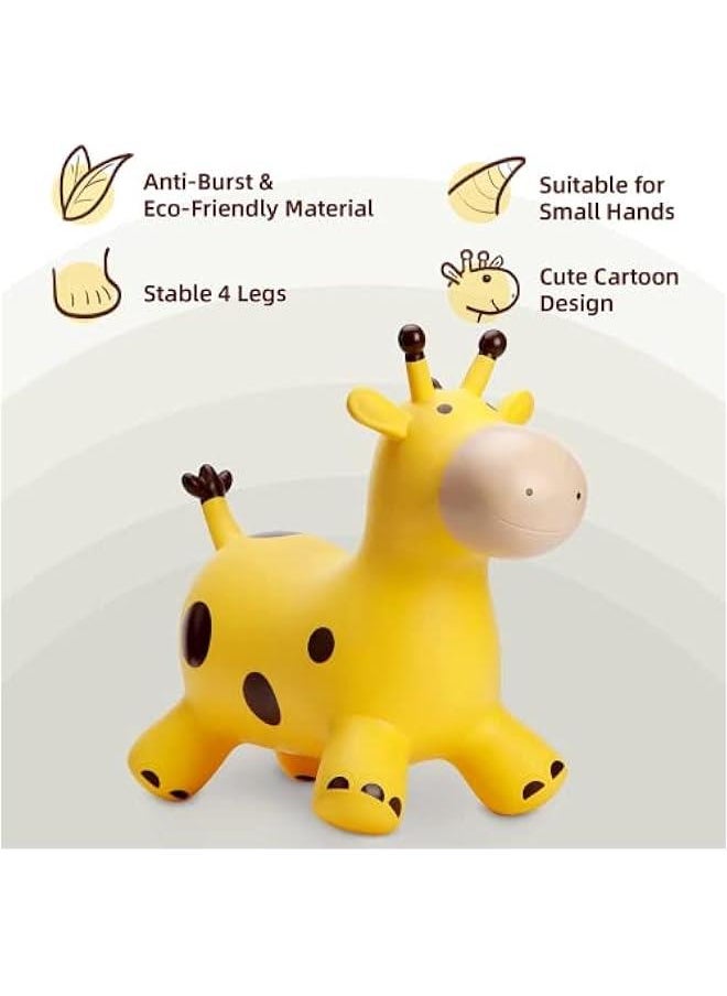 Bouncy Horse Hopper for Toddlers-Jumping Horse Bouncy Buddies-Inflatable Bouncy Animals Hopping Toys Gifts for Boys Girls 18 Months 2 3 4 5 6 (Yellow)