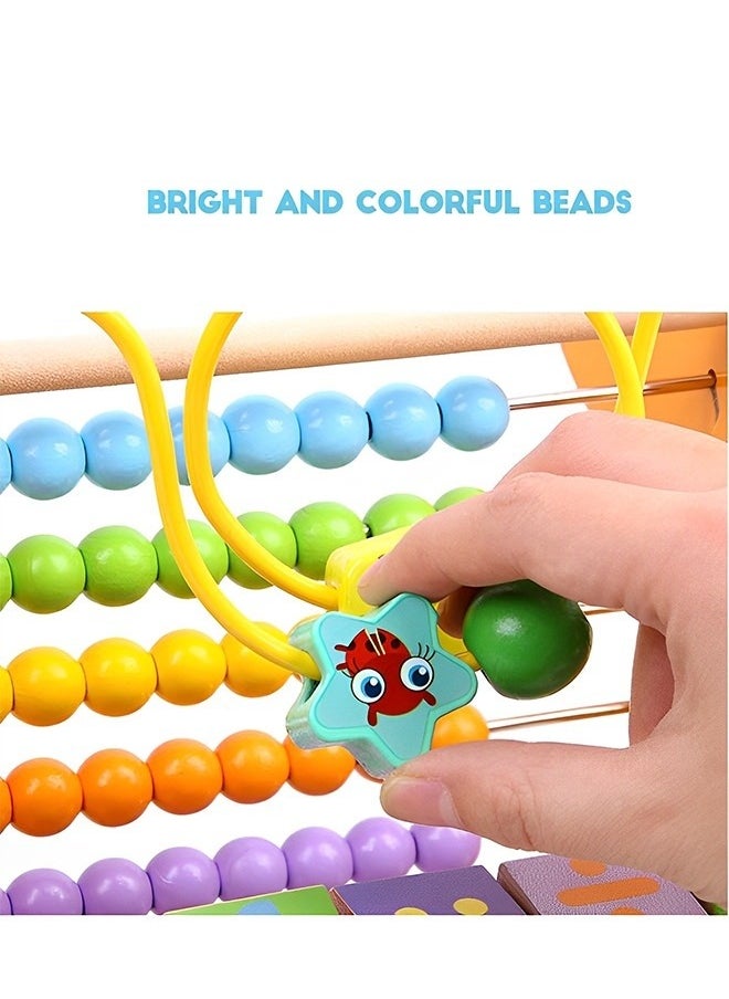 Baby Activity Cube Designed Specifically For Children Aged 3 And Above, Wooden Abacus Toy, Multifunctional Bead Maze Shape Classifier, Early Education Toy