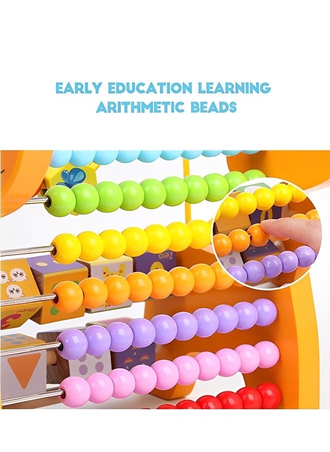 Baby Activity Cube Designed Specifically For Children Aged 3 And Above, Wooden Abacus Toy, Multifunctional Bead Maze Shape Classifier, Early Education Toy