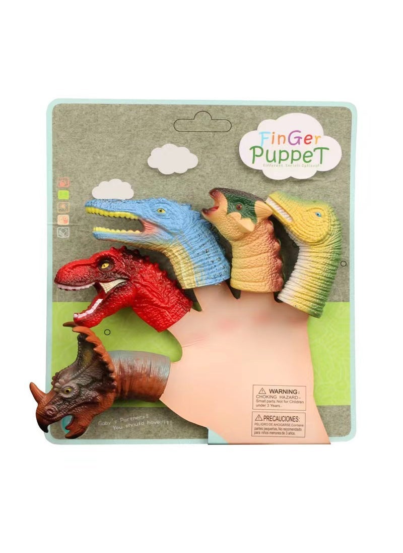 Cross-border baby finger set dinosaur doll animal baby soft rubber play house kindergarten gift toys wholesale B dinosaur finger puppet