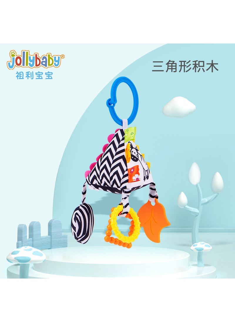 Jollybaby Crib Stroller Toys with Teether and Rattle for Baby Triangle-black and white geometric shape building block set