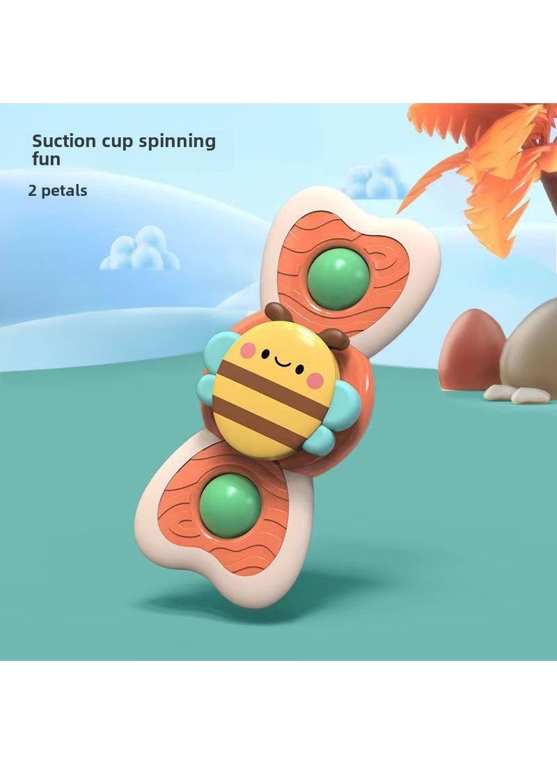 Infant Spin Rattle Toy 0-6 Months Cartoon Suction Worm Sucker Turn Music (2-leaf Bee) opp Pack