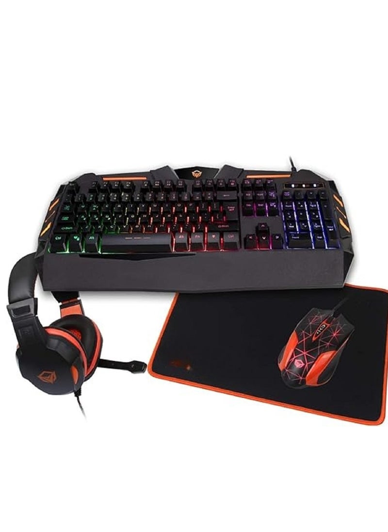 4 in 1 Gaming Mouse, PC Backlight USB Ergonomic Gaming Keyboard, Mouse Pad and High Fidelity Sound Quality Stereo Gaming Headphone Combo C-500