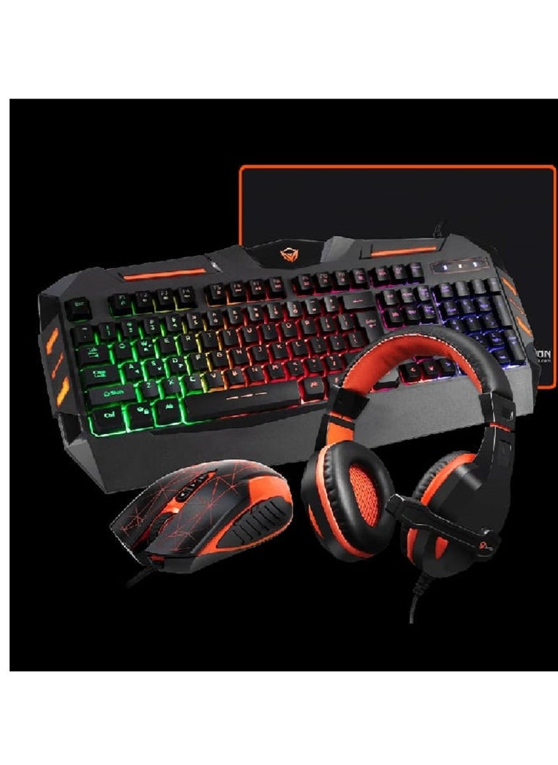 4 in 1 Gaming Mouse, PC Backlight USB Ergonomic Gaming Keyboard, Mouse Pad and High Fidelity Sound Quality Stereo Gaming Headphone Combo C-500