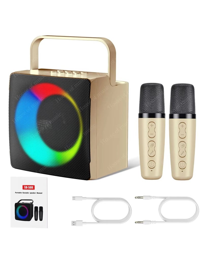 SD-508 New Mini Karaoke RGB Speaker with Dual Microphone