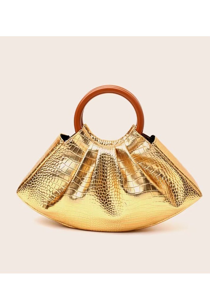 Woman Fashion Gold Crocodile Pattern Hobo Bag,Party Bag