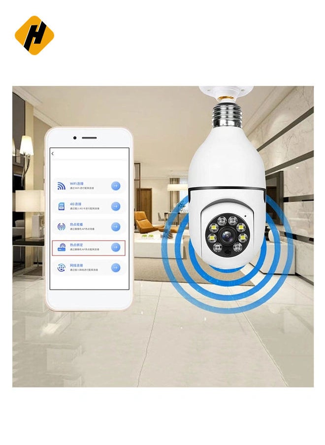 Bulb Camera 1080P, Night Vision IP Camera, PTZ Camera, 4X Digital Zoom Monitor, Home Security System, WiFi Camera Full Color