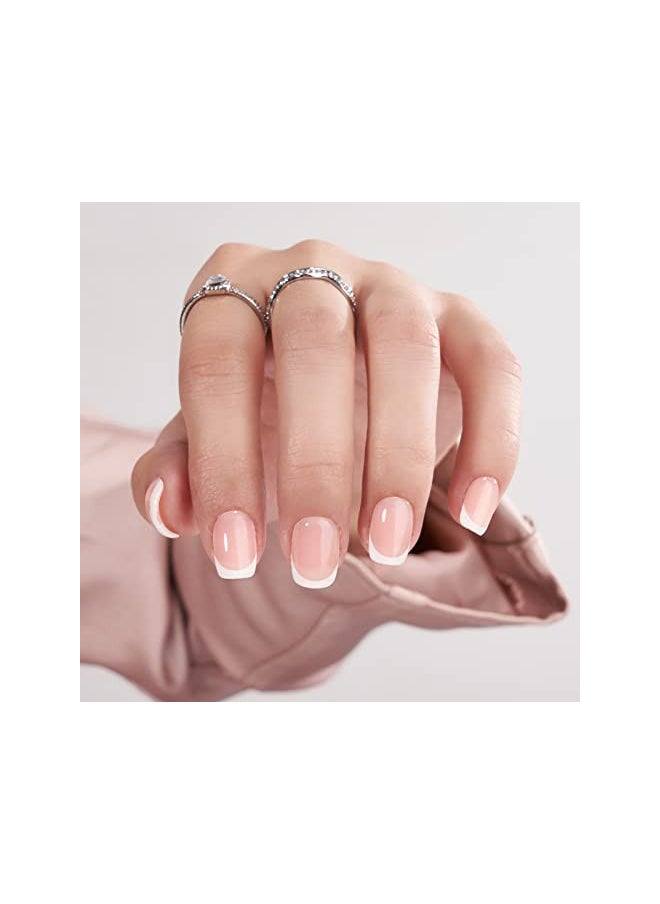 French Tip Press On Nails - Press On Nails Short, No Fade Out Fake Nails Seamless Fit Soft Gel Glue On Nails In 15 Sizes - 30 Nail Kit, Classic White