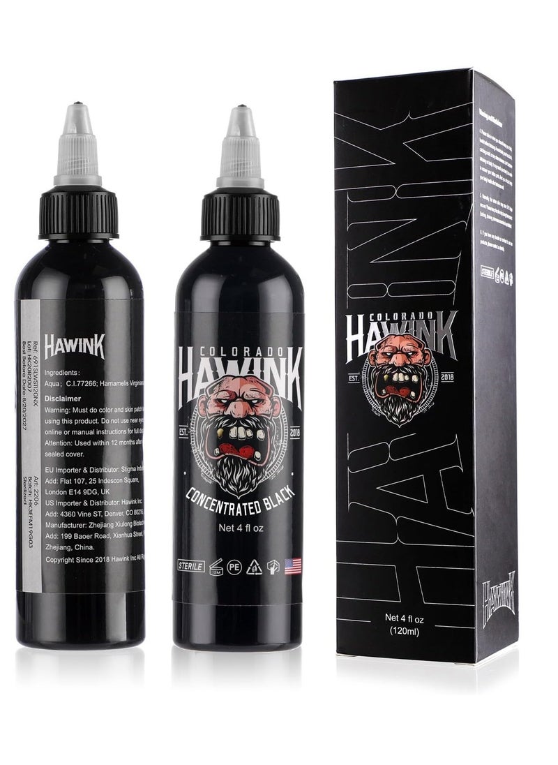 HAWINK Black Tattoo Ink 4oz(120ml) Friendly Pigment Tattoo Supplies Concentrated Black TI203-120-002