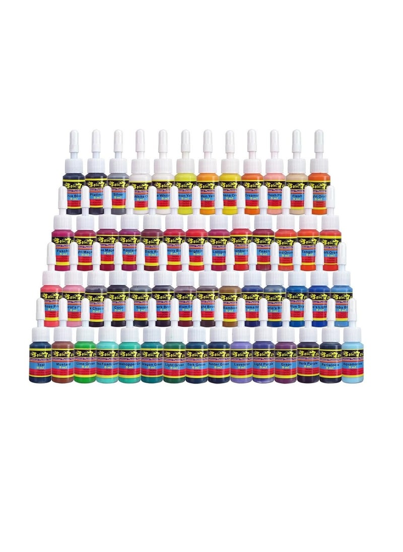 Solong Tattoo Ink Set 54 Complete Colors Pigment Kit 1/6oz (5ml) Tattoo Supply for Tattoo Kit TI1001-5-54