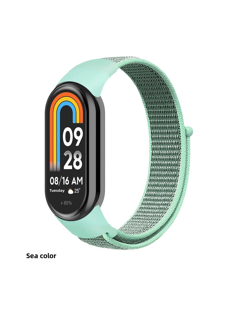 1 x 5 pcs Nylon Loop Strap for Xiaomi Mi Band 9/8 26# blue sea color