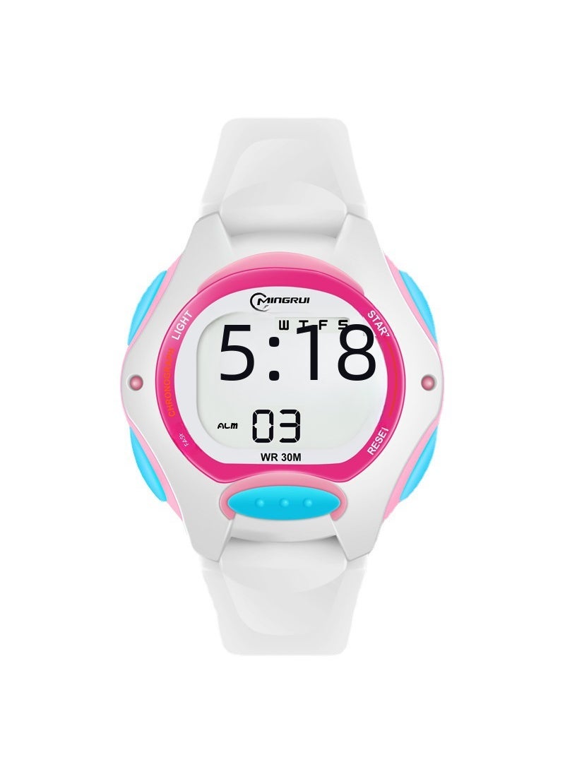 Waterproof Glow Sporty Kids Watch Pink waterproof alarm clock multi-functional