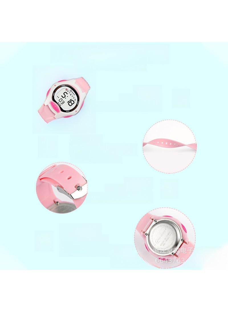 Waterproof Glow Sporty Kids Watch Pink waterproof alarm clock multi-functional